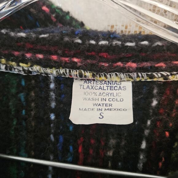 Acrylic Small Baja Rainbow Stripe Pullover Tunic Kangaroo Pocket Hippie Grunge - Picture 3 of 8